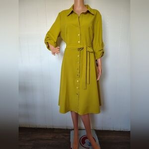 Sharagano Olive Green Shirt Dress Size 16